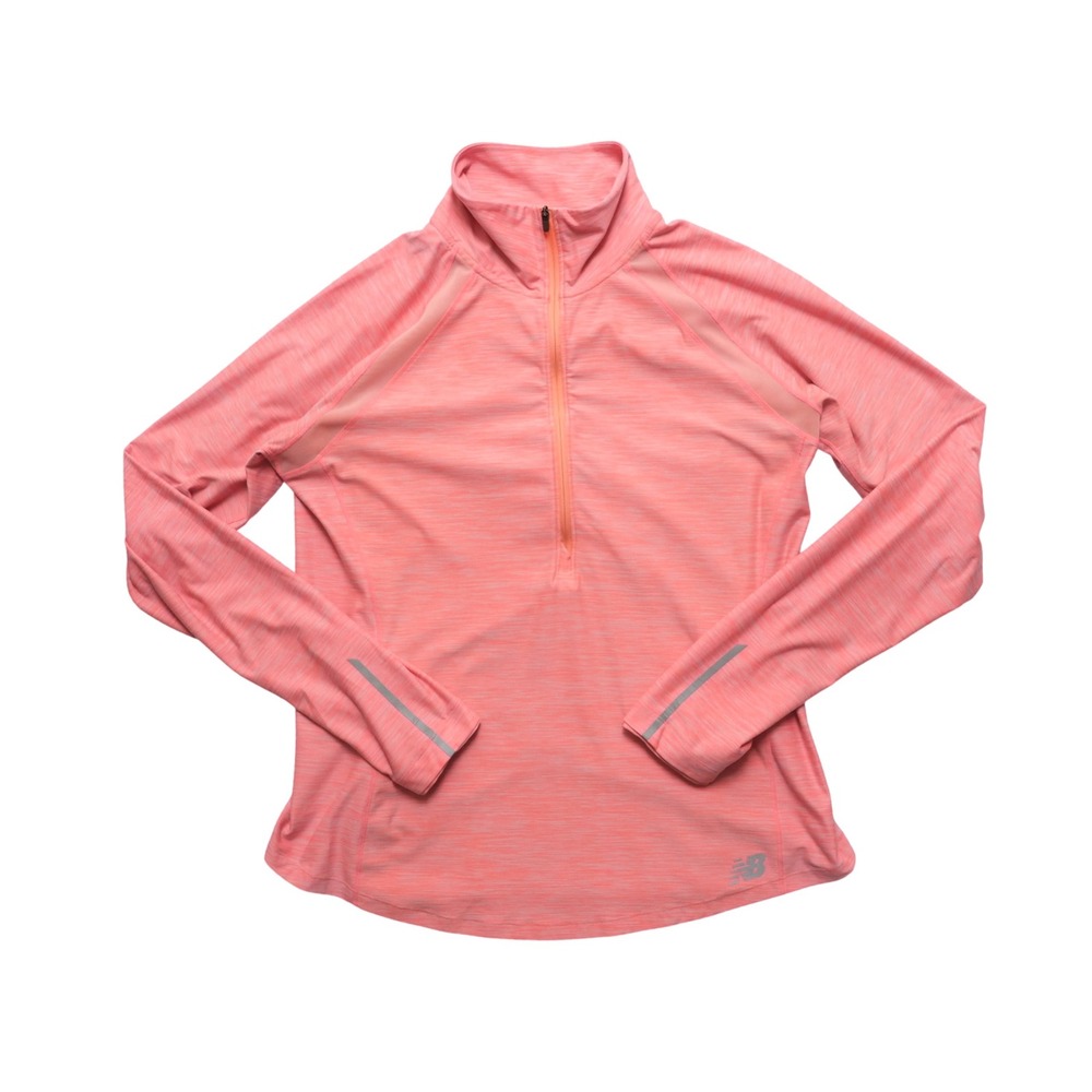 New Balance Half Zip Pullover Women Medium‎ Orange Space Dye NB Dry Performance